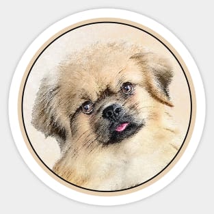 Tibetan Spaniel Painting - Cute Original Dog Art Sticker